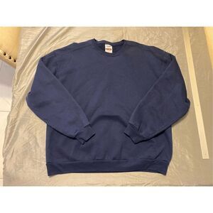 Vintage Jerzees Sweater Mens Extra Large Navy Blue Blank Crewneck Sweatshirt